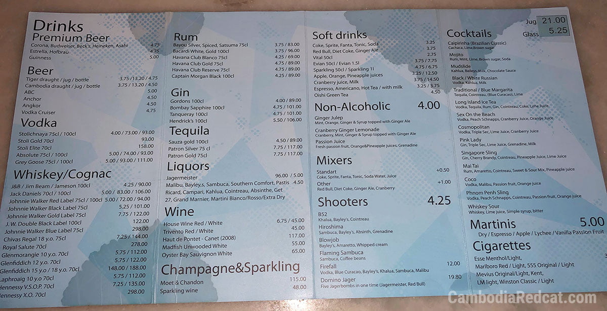 Phnom Penh Nightclub Prices